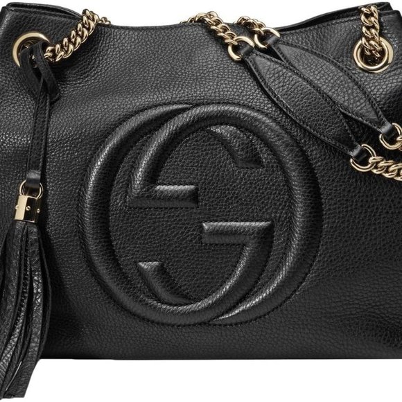 New Gucci Soho Large Leather Chain Shoulder Handbag Black BHFO 5480 - Picture 1 of 4